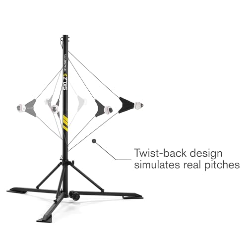SKLZ Hit-A-Way Youth Baseball Swing Trainer, Portable Solo Batting Practice with Stand, Tethered Ball for Hitting Drills, Ages 13 and Under