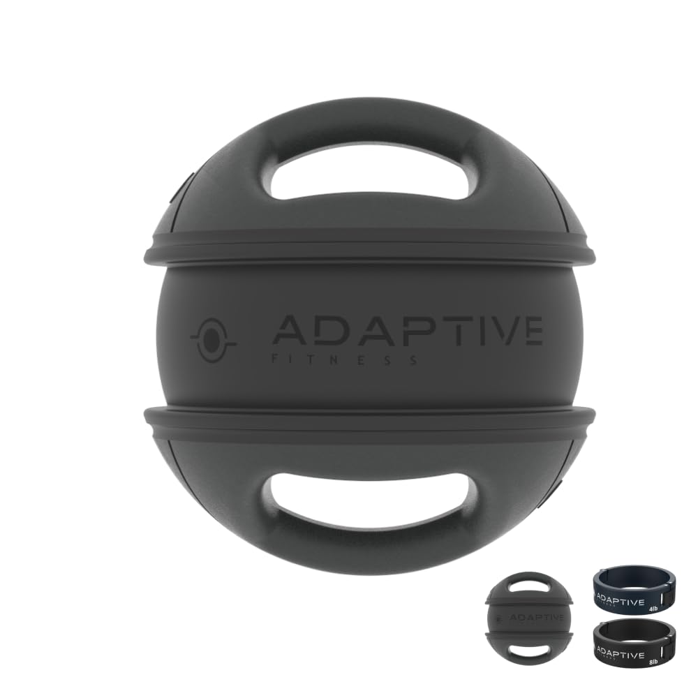 Adjustable Medicine Ball with Handles, 3 Weights in 1 - 8, 12 & 16 lb