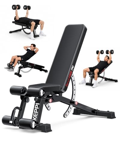 Keppi FID Adjustable Weight Bench, Heavy Duty Workout Bench for Home Gym