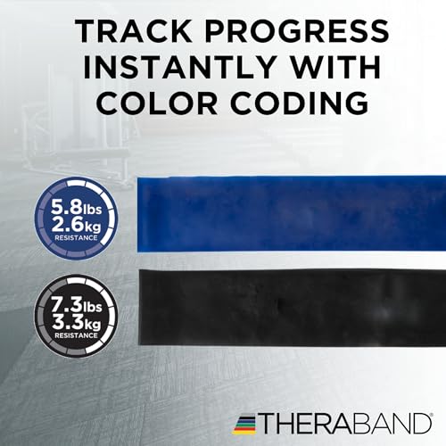 THERABAND Resistance Bands Set, Elastic Bands for Exercise & Physical Therapy, Strength Training for Upper & Lower Body Fitness