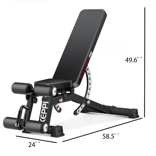 Keppi FID Adjustable Weight Bench, Heavy Duty Workout Bench for Home Gym