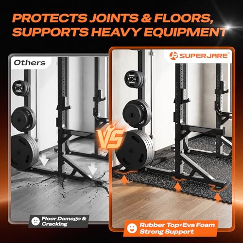 SUPERJARE Rubber-Top Interlocking Gym Floor Mats 56.3 Sq Ft