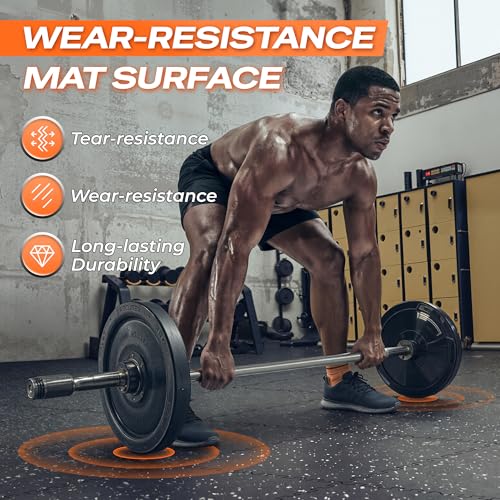 SUPERJARE Rubber-Top Interlocking Gym Floor Mats 56.3 Sq Ft