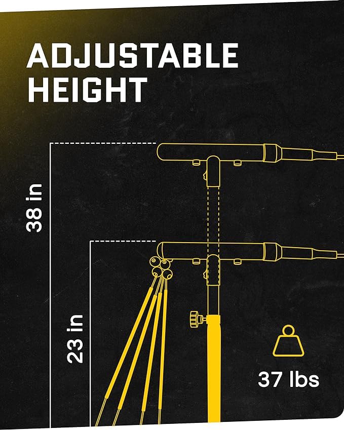 SKLZ Hurricane Baseball and Softball Swing Trainer, Adjustable Power Band System with Anti-Dent Ball Head, Height 23 to 38 Inches, Solo Hitting Practice for Youth Ages 14 and Under