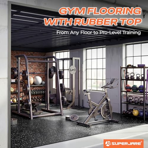 SUPERJARE Rubber-Top Interlocking Gym Floor Mats 56.3 Sq Ft