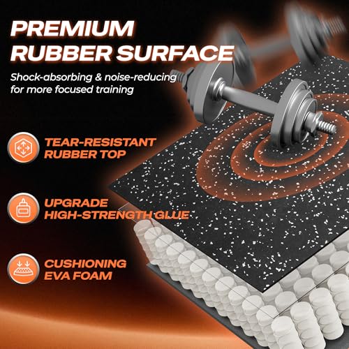 SUPERJARE Rubber-Top Interlocking Gym Floor Mats 56.3 Sq Ft