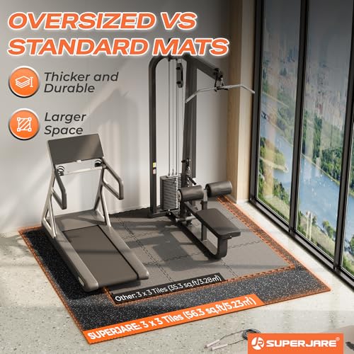 SUPERJARE Rubber-Top Interlocking Gym Floor Mats 56.3 Sq Ft