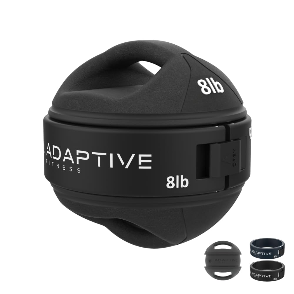 Adjustable Medicine Ball with Handles, 3 Weights in 1 - 8, 12 & 16 lb