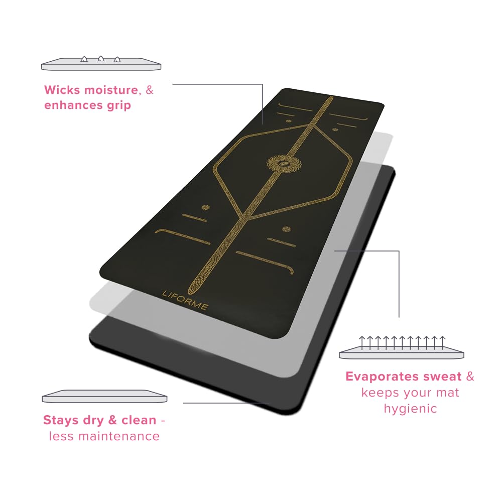 Liforme Printed Yoga Mat - Patented Alignment Design, Ultimate Grip