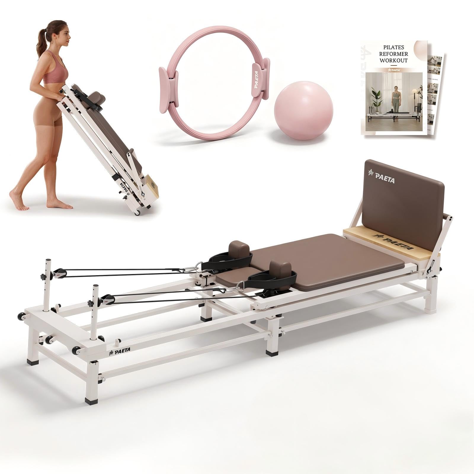 PAETA 86-Inch Foldable Pilates Reformer with Jump Board