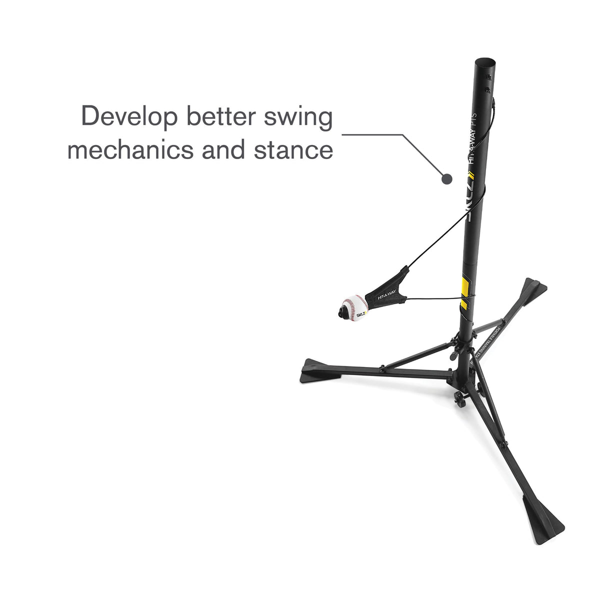 SKLZ Hit-A-Way Youth Baseball Swing Trainer, Portable Solo Batting Practice with Stand, Tethered Ball for Hitting Drills, Ages 13 and Under