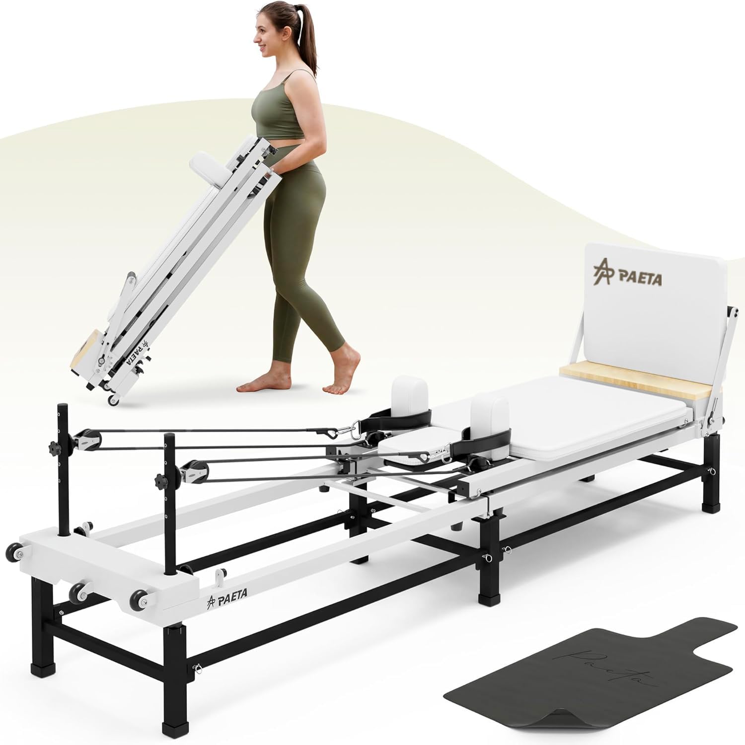 PAETA 86-Inch Foldable Pilates Reformer with Jump Board
