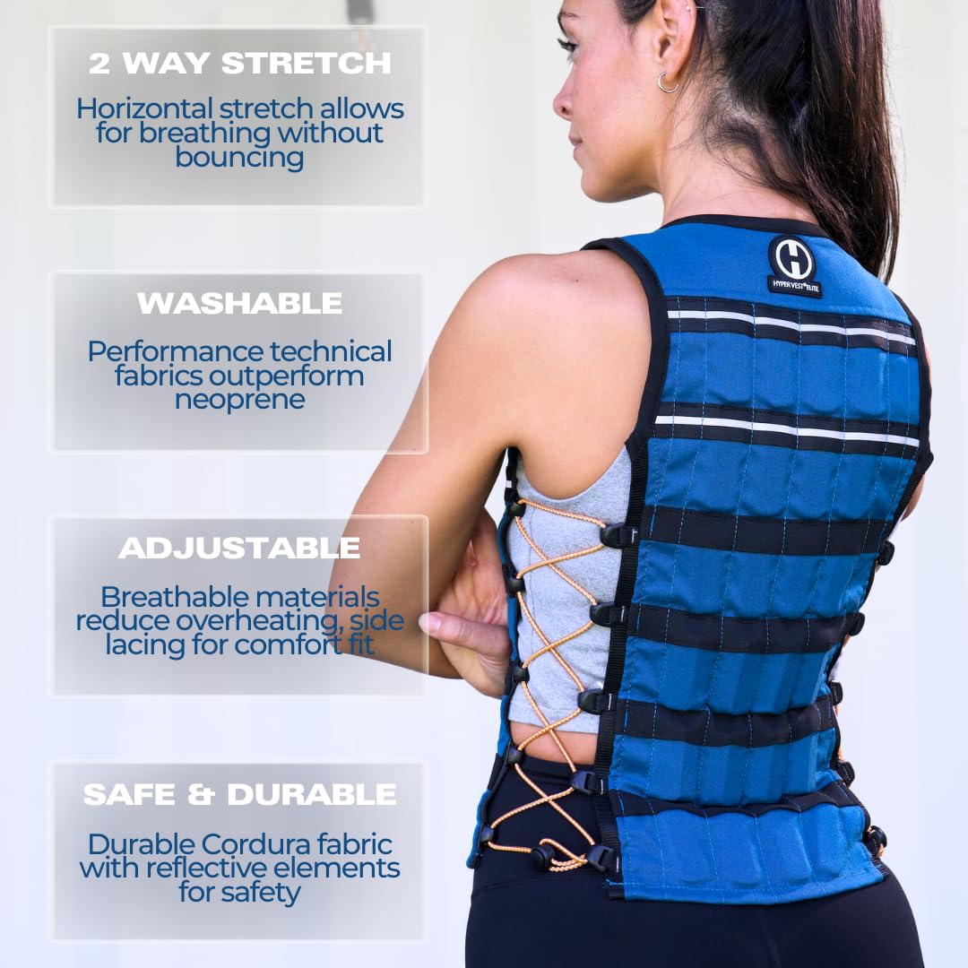 Hyperwear HyperVest ELITE Adjustable Weighted Vest for Women and Men — Thin Steel Weights, Stretch CORDURA Fabric — Weight Vest for Walking, Running, Strength Training