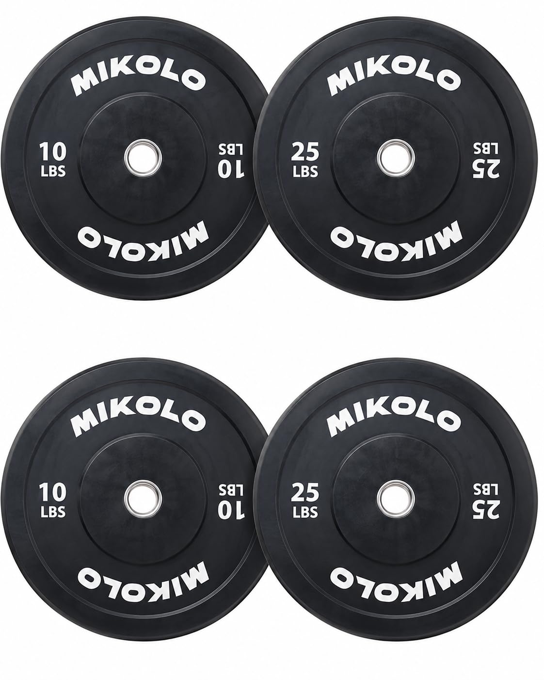 Mikolo Olympic Weight Plates, 2-Inch Rubber Weight Plates with Steel Insert, Bumper Plates for Strength Training, Weight Plate