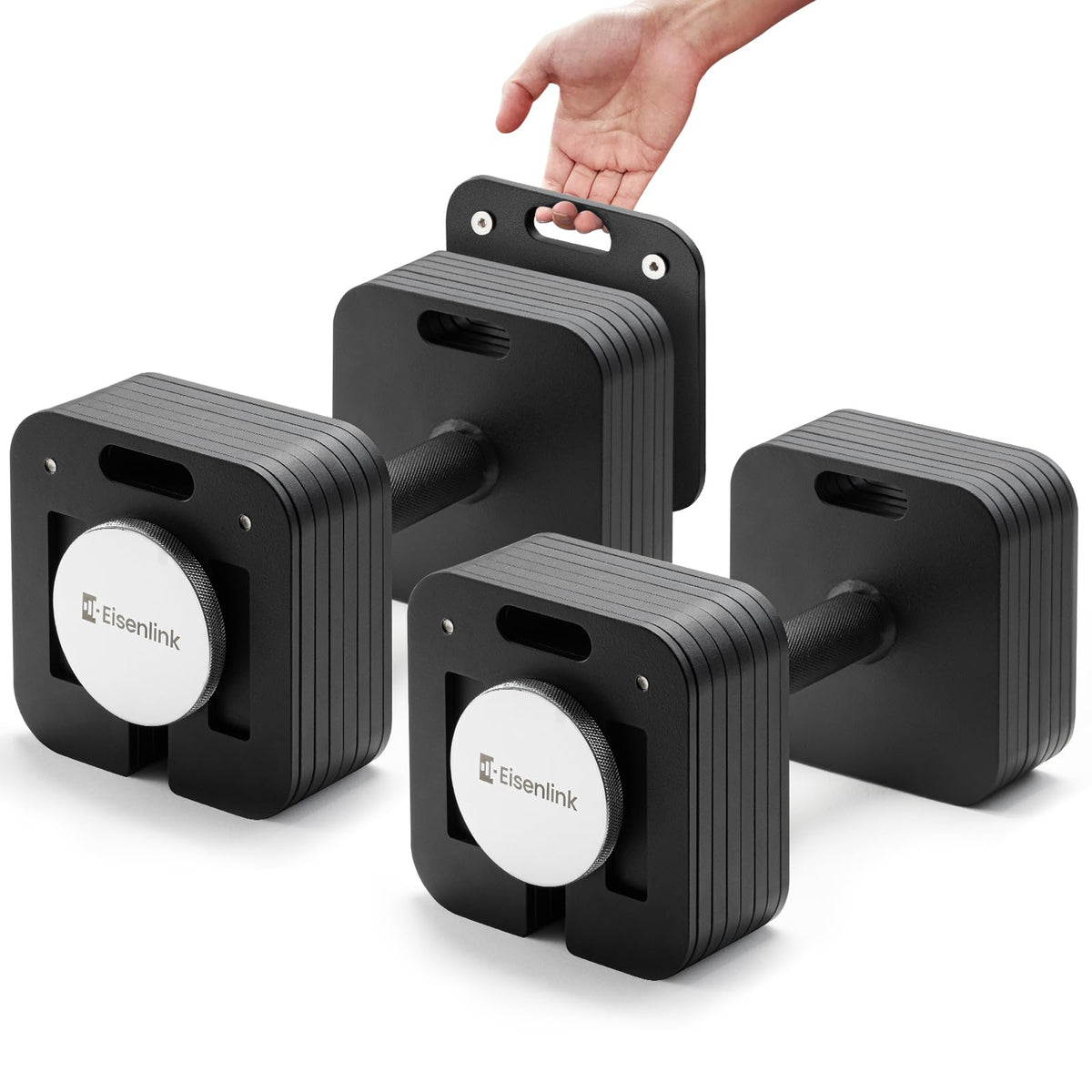 Eisenlink Adjustable Dumbbell Set, 10-50/80lb, 5lb Increments, Quick-Lock