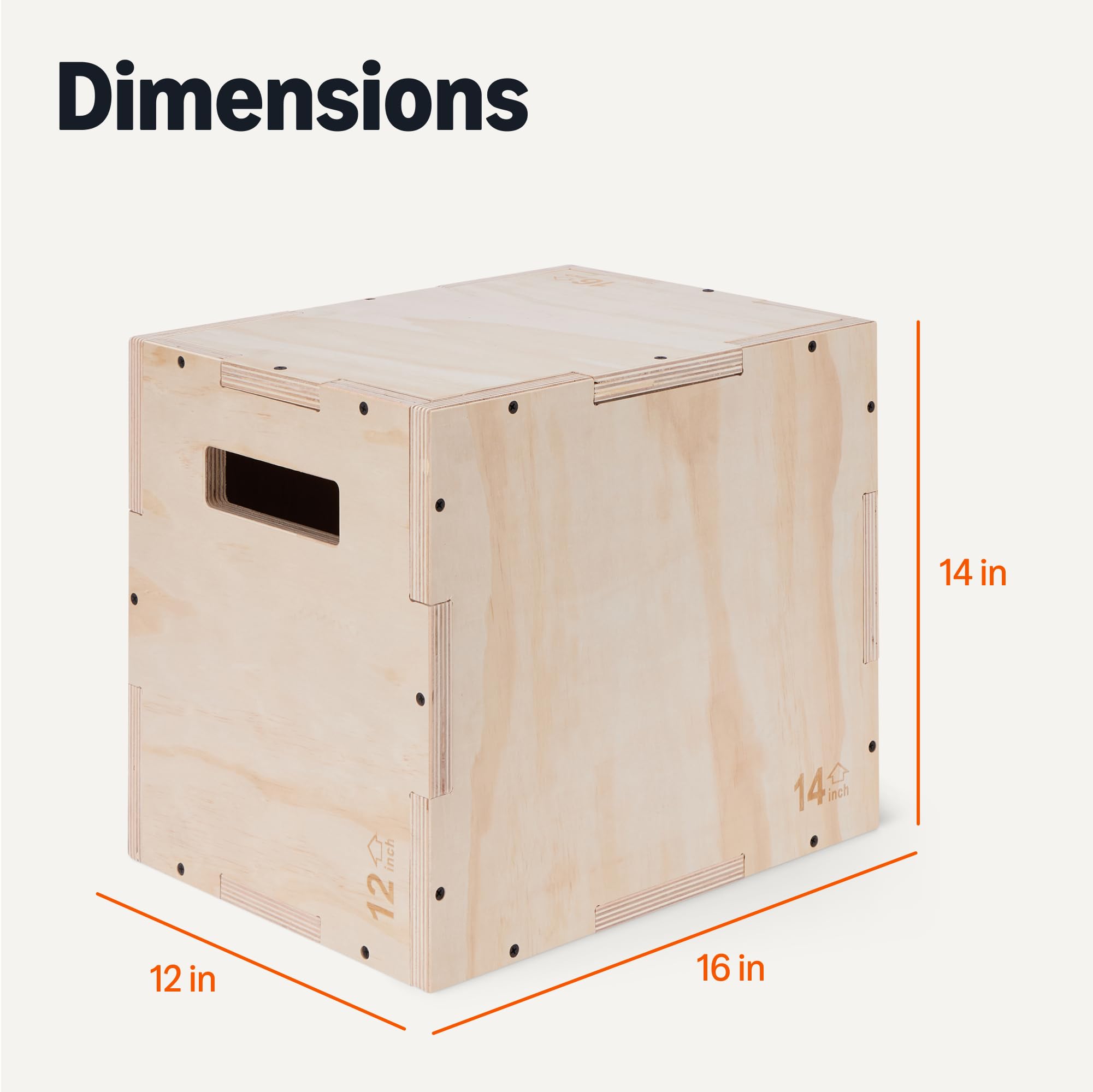 Amazon Basics 3-in-1 Wooden Plyo Box, Non-Slip Plyometric Jump Box with Three Heights for Home Gym Workout, Easy Assembly
