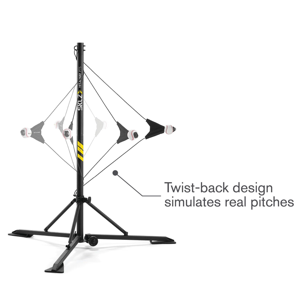 SKLZ Hit-A-Way Youth Baseball Swing Trainer, Portable Solo Batting Practice with Stand, Tethered Ball for Hitting Drills, Ages 13 and Under