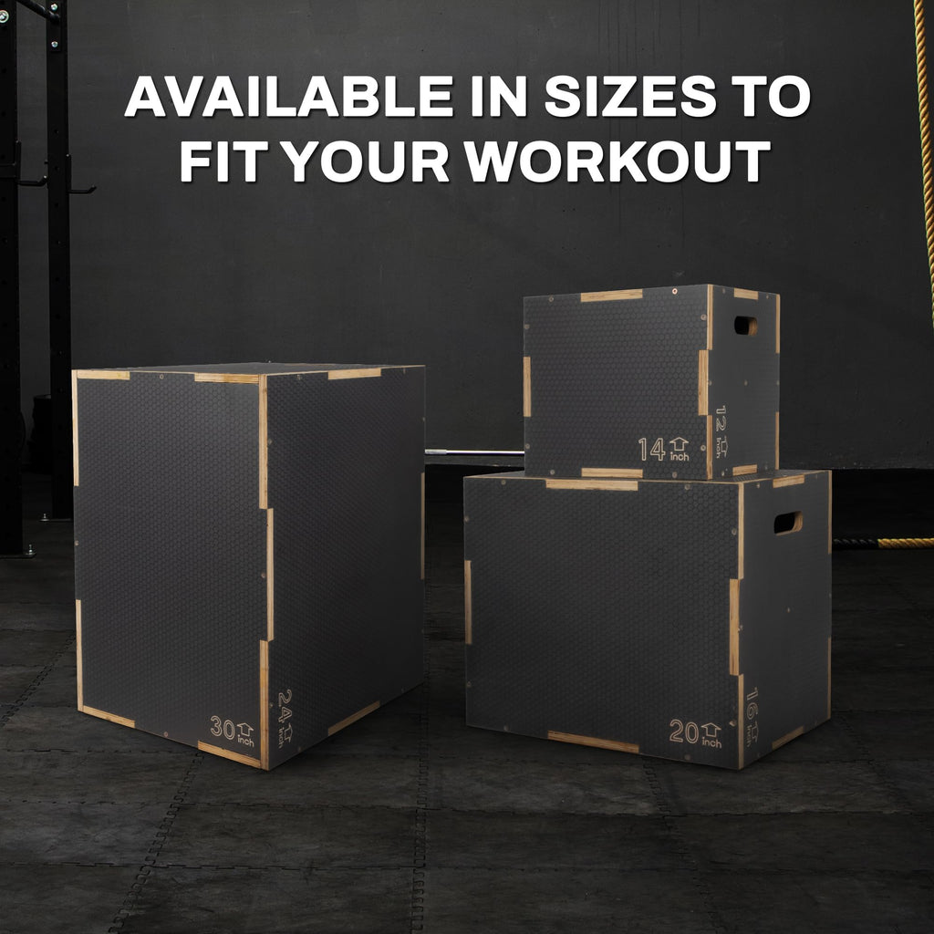 Signature Fitness Non-Slip Wooden Plyo Box Jump Exercise Platform, Plyometric Workout Equipment for Home Gym, Training Step Box, Multiple Sizes