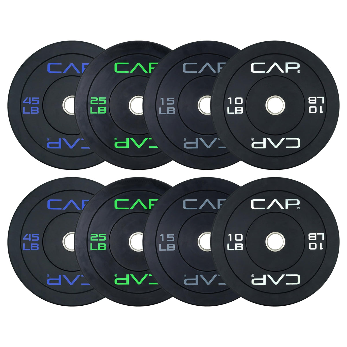CAP Olympic Bumper Plate Weight Set 100–370 lb