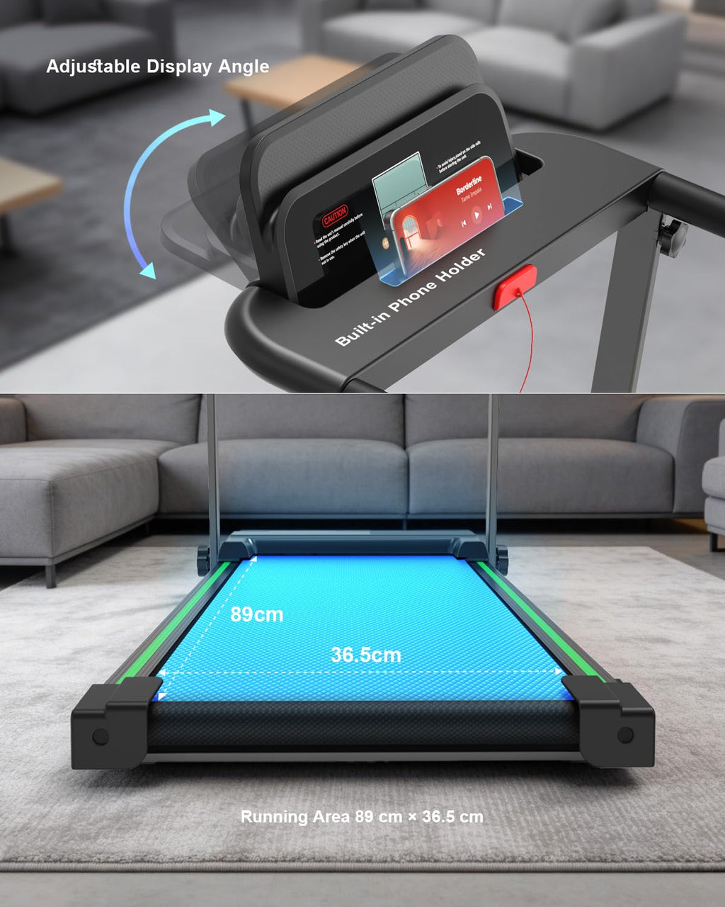 Treadmills for Home, Walking Pad with Incline, Caminadoras para Hacer Ejercicio, 0.6-6.2 MPH Portable Foldable Under Desk Caminadora, Eléctrica Casa Tredmill, Folding Compact Running Machine