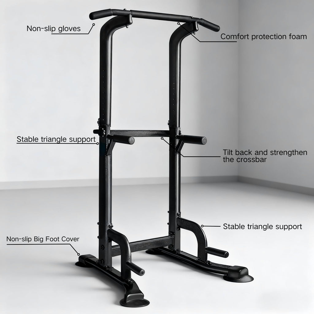 BARWING Pull Up Bar Station, Power Tower, Dip Station with 3D Backrest, Multi-Function Strength Training Stand Rack, Adjustable Height Dip Bar for Home Gym Workout Stand Fitness Exercise Equipment