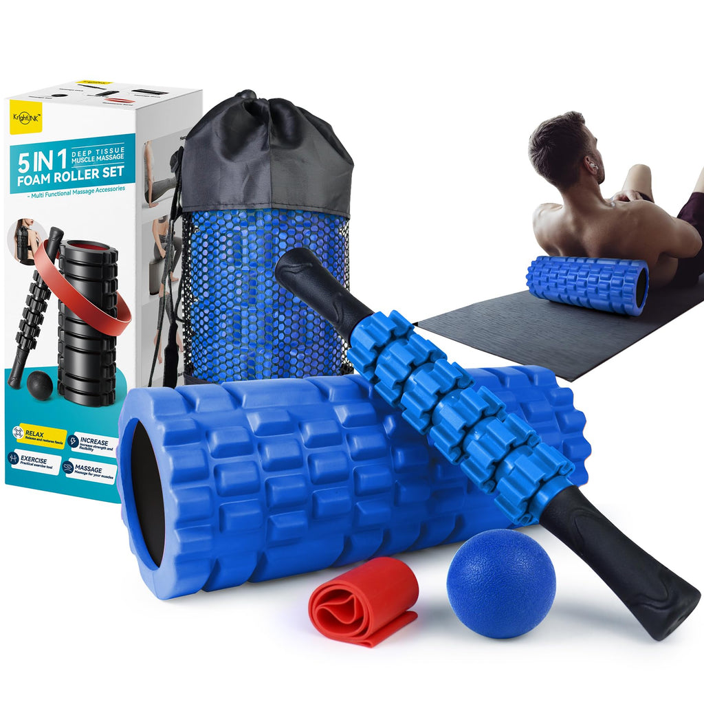 5-in-1 Foam Roller Massage Set with Ball & Stretch Strap
