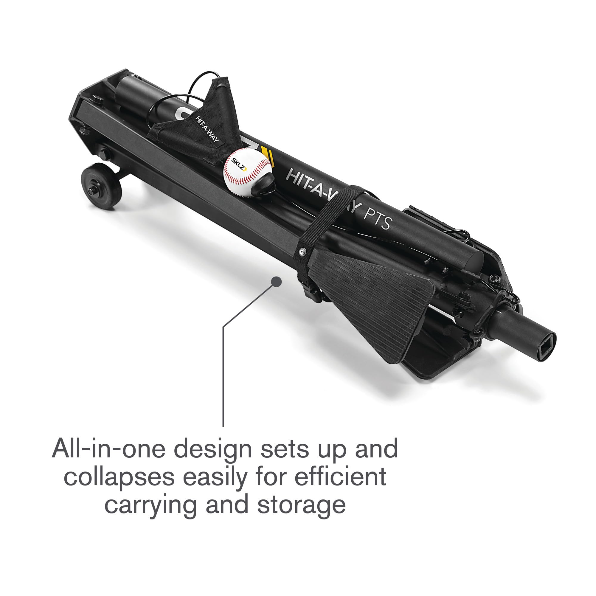 SKLZ Hit-A-Way Youth Baseball Swing Trainer, Portable Solo Batting Practice with Stand, Tethered Ball for Hitting Drills, Ages 13 and Under