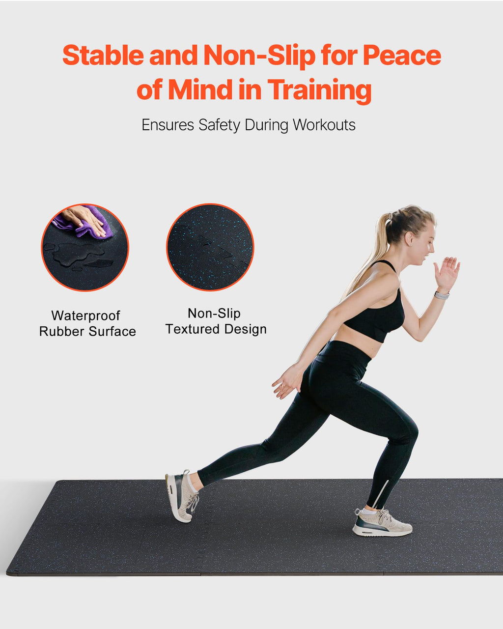 VEVOR Rubber-Top Interlocking Gym Mats with EVA Foam