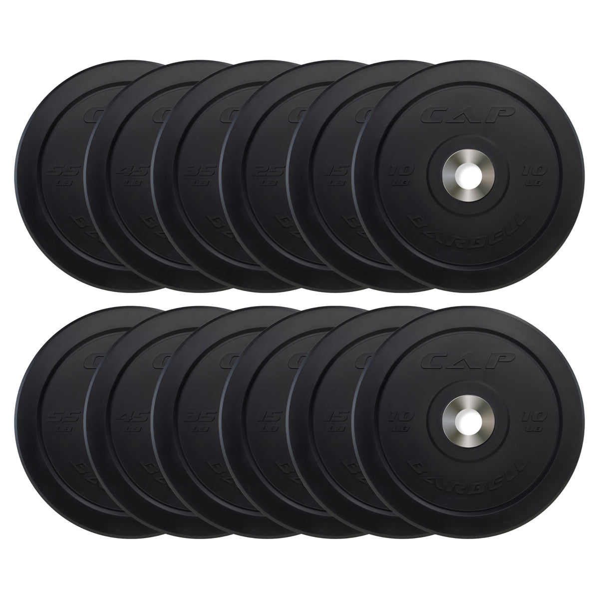 CAP Olympic Bumper Plate Weight Set 100–370 lb