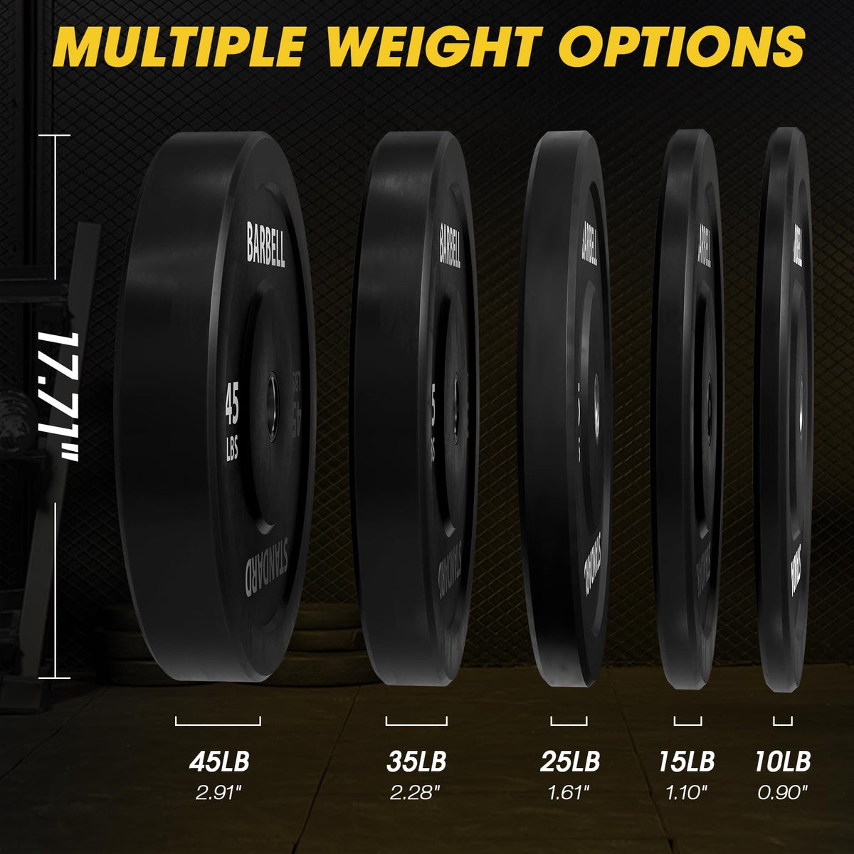 Mikolo Olympic Weight Plates, 2-Inch Rubber Weight Plates with Steel Insert, Bumper Plates for Strength Training, Weight Plate