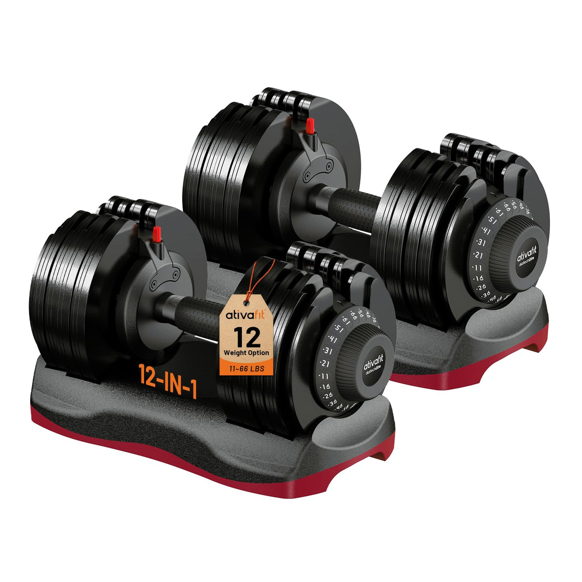 ATIVAFIT Adjustable Dumbbells Set, 5–88LB Quick Adjust Free Weights with Double Safety Lock & Anti-Slip Steel Handle, Space Saving Home Gym Equipment for Full Body Strength Training