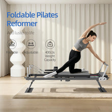 Foldable Pilates Reformer with Adjustable Resistance Bands