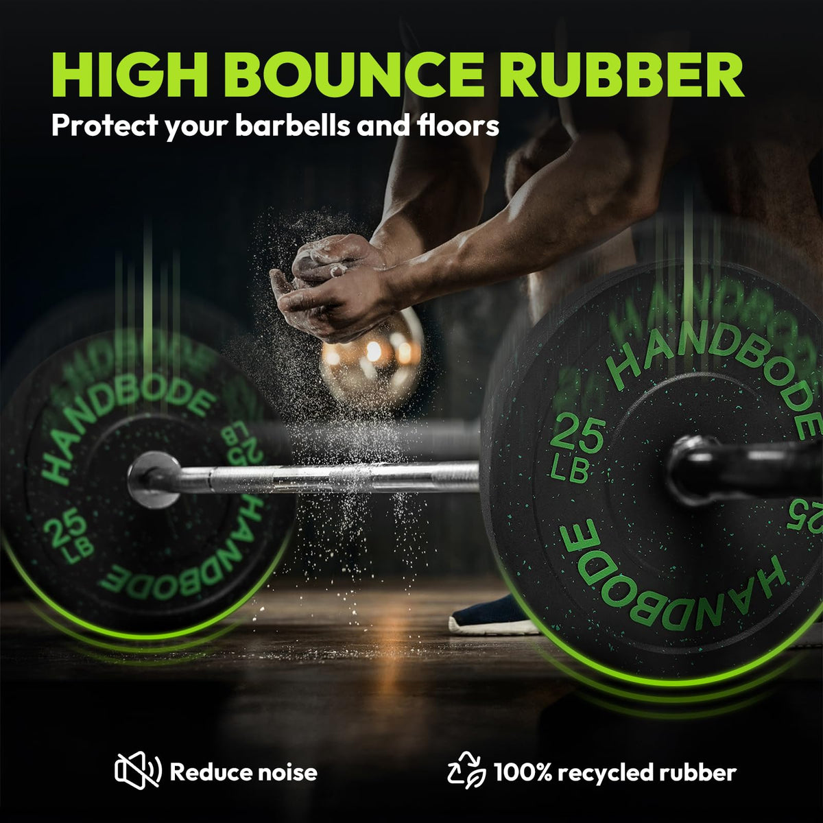 HANDBODE 2-Inch High-Bounce Bumper Plates, Olympic Weight Set, 10-650 lb