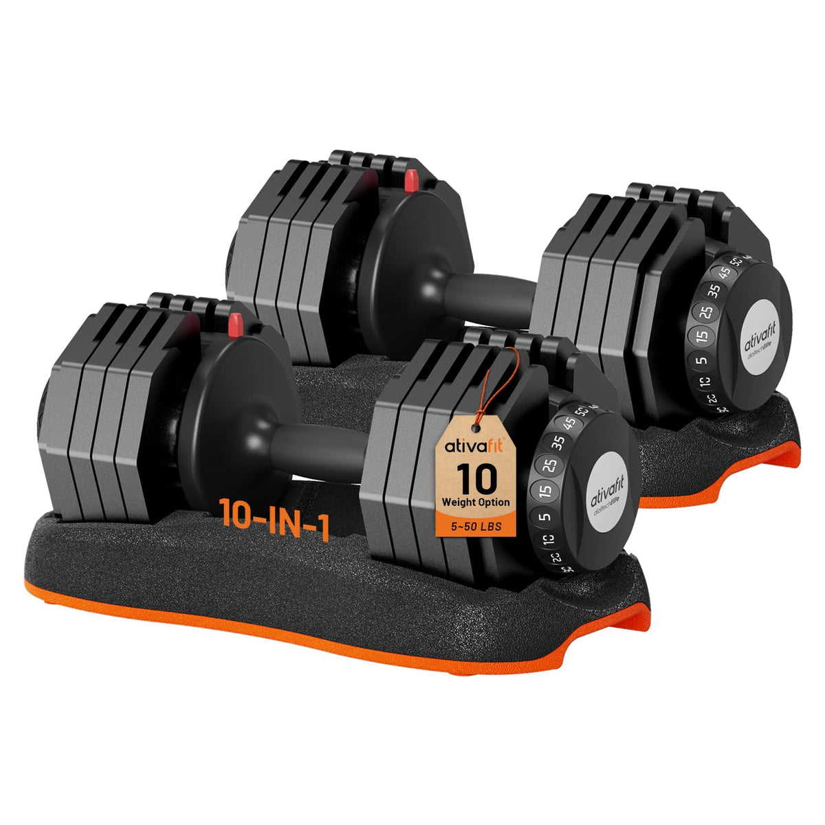 ATIVAFIT Adjustable Dumbbells Set, 5–88LB Quick Adjust Free Weights with Double Safety Lock & Anti-Slip Steel Handle, Space Saving Home Gym Equipment for Full Body Strength Training
