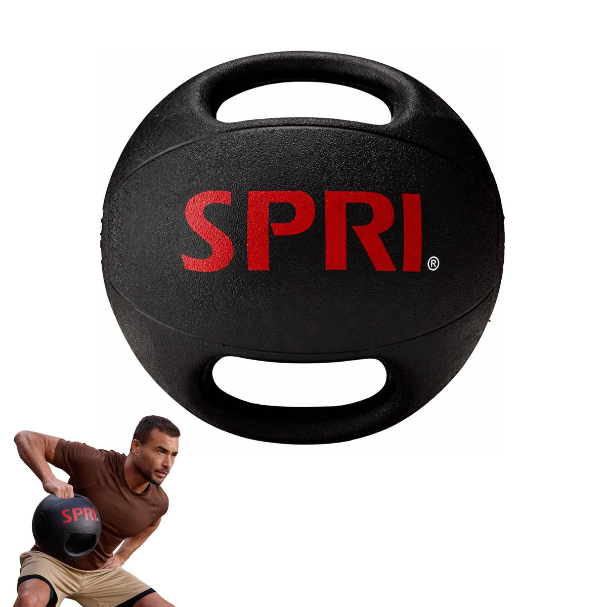 SPRI Medicine Ball with Handles for Strength & Core Training