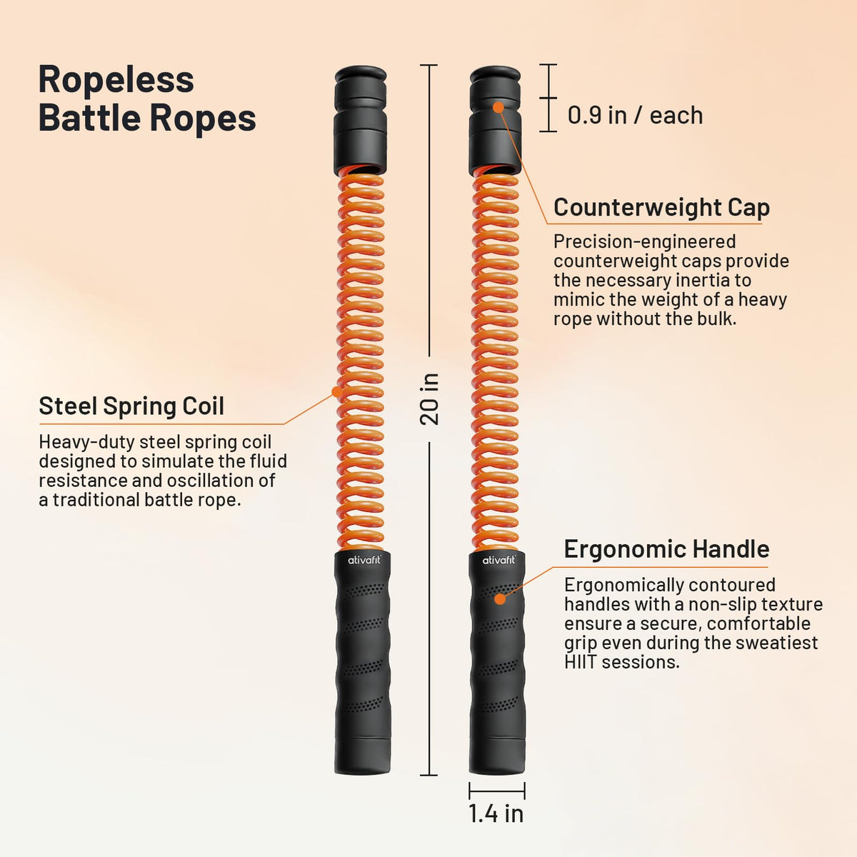 ATIVAFIT Ropeless Battle Ropes for HIIT & Strength Training
