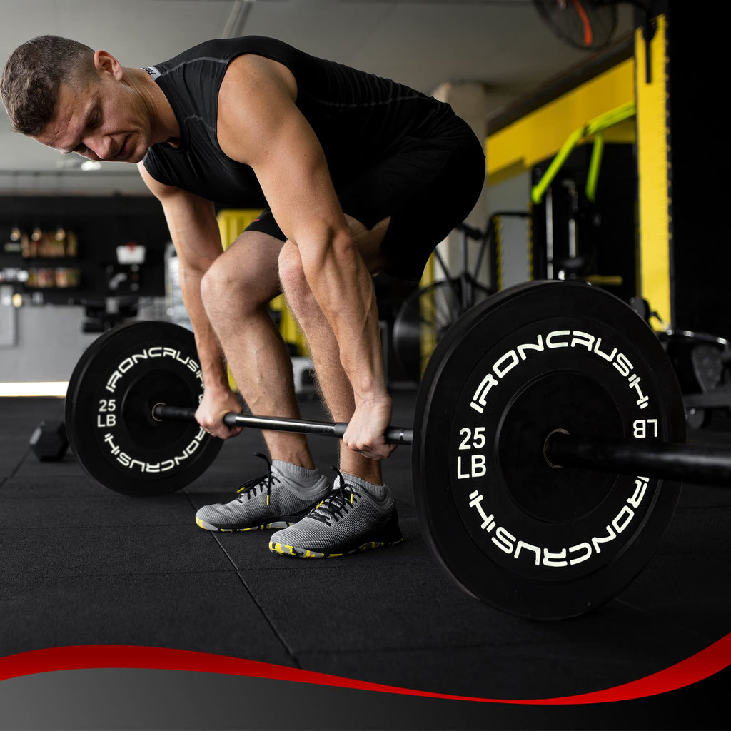 Iron Crush Olympic Bumper Plates Set - Virgin Rubber Weights for Strength Training - Fits 2" Barbells - Sold in Pairs