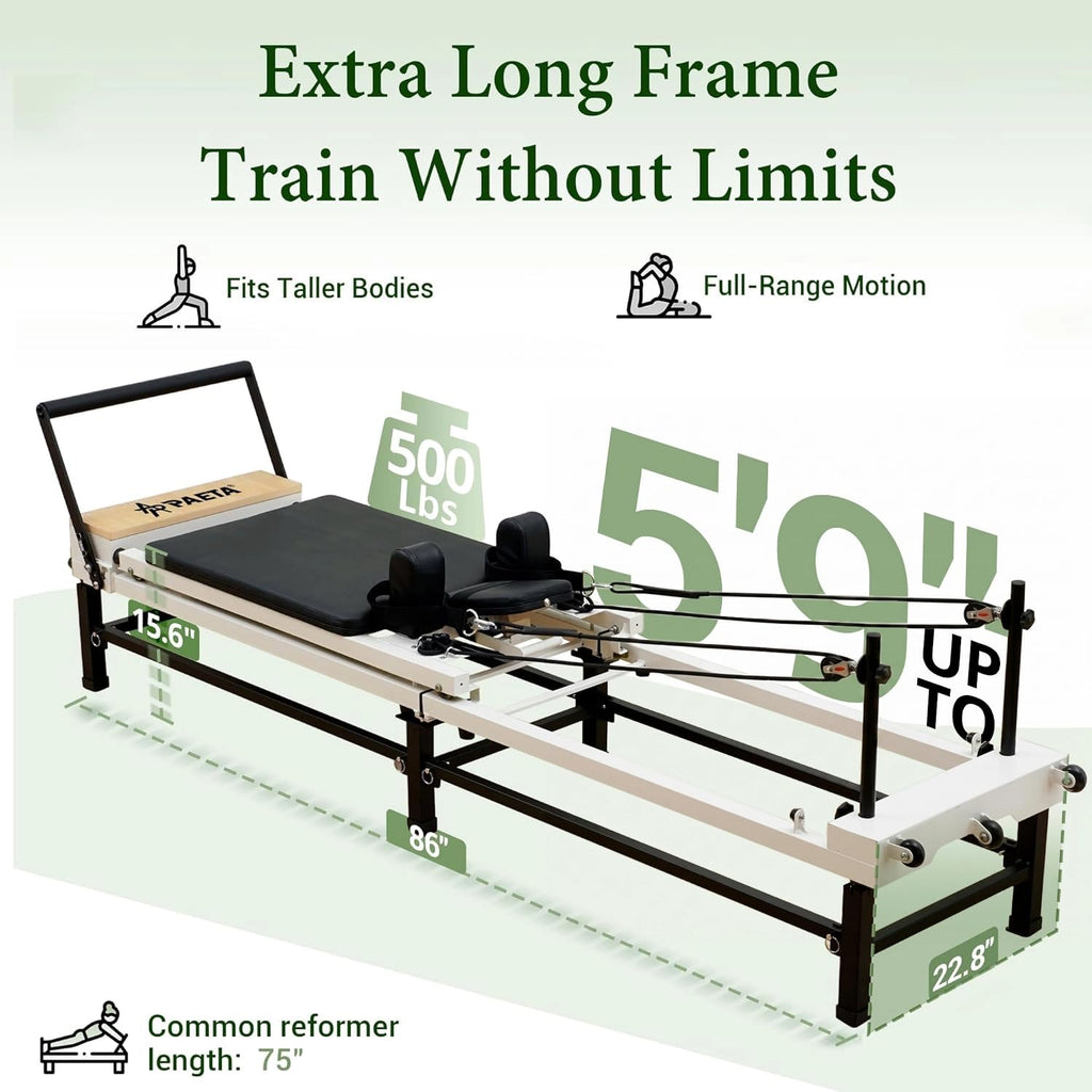 PAETA 86-Inch Foldable Pilates Reformer with Jump Board