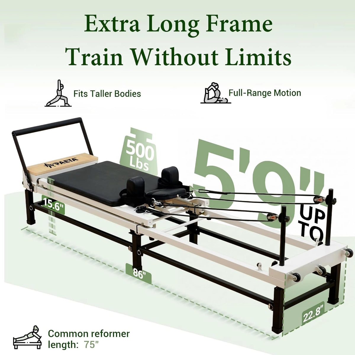 PAETA 86-Inch Foldable Pilates Reformer with Jump Board