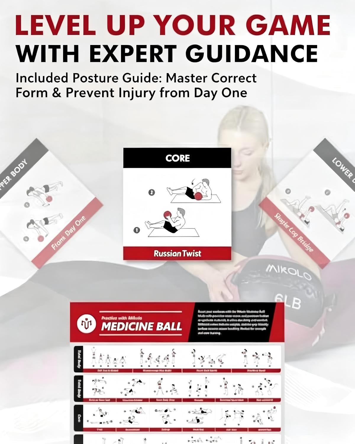 Mikolo Medicine Ball, Wall Ball,Soft Medicine Ball Set,Slam Ball for Core Training, Strength Workouts -Multi-Weight 10lbs 20lbs Exercise Balls for Home Gym, Functional Fitness (10/15/20/25LB)