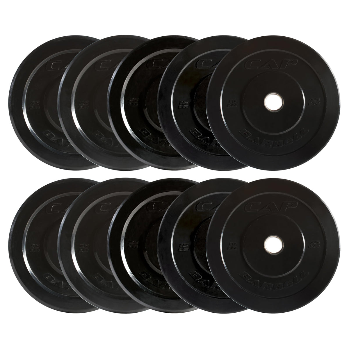 CAP Olympic Bumper Plate Weight Set 100–370 lb