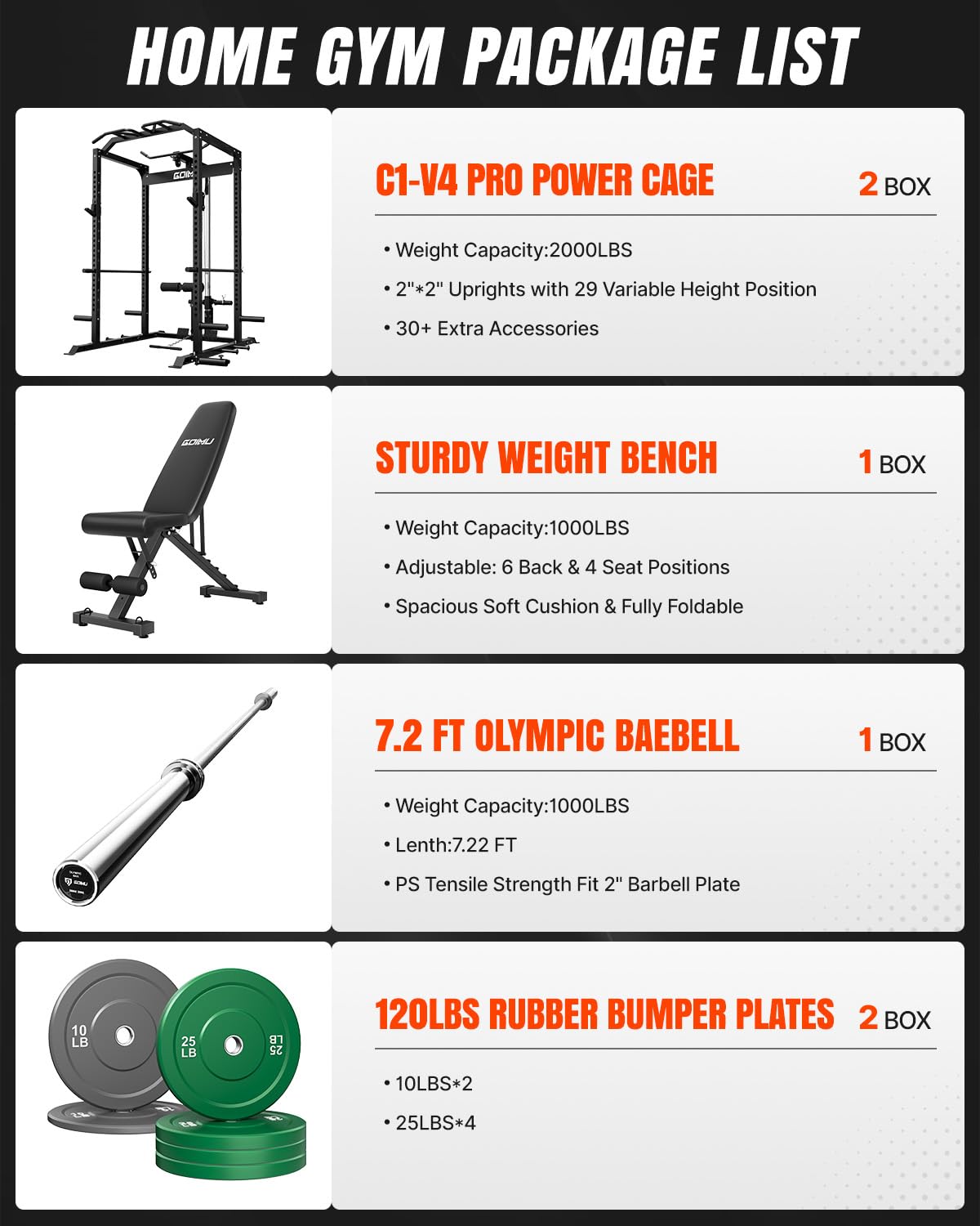 GOIMU C1-V4 Pro Power Cage Squat Rack with Leg Hold-Down for LAT Pulldowns