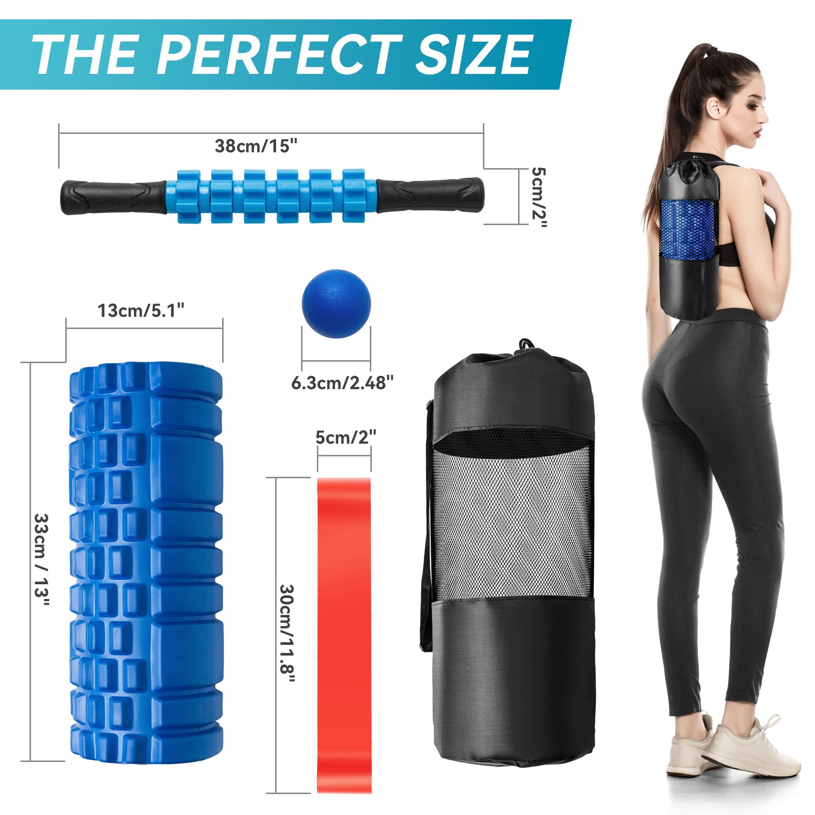 5-in-1 Foam Roller Massage Set with Ball & Stretch Strap