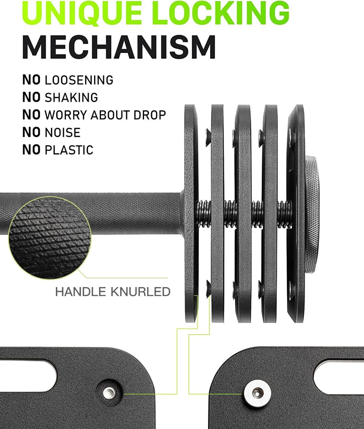 Eisenlink Adjustable Dumbbell Set, 10-50/80lb, 5lb Increments, Quick-Lock