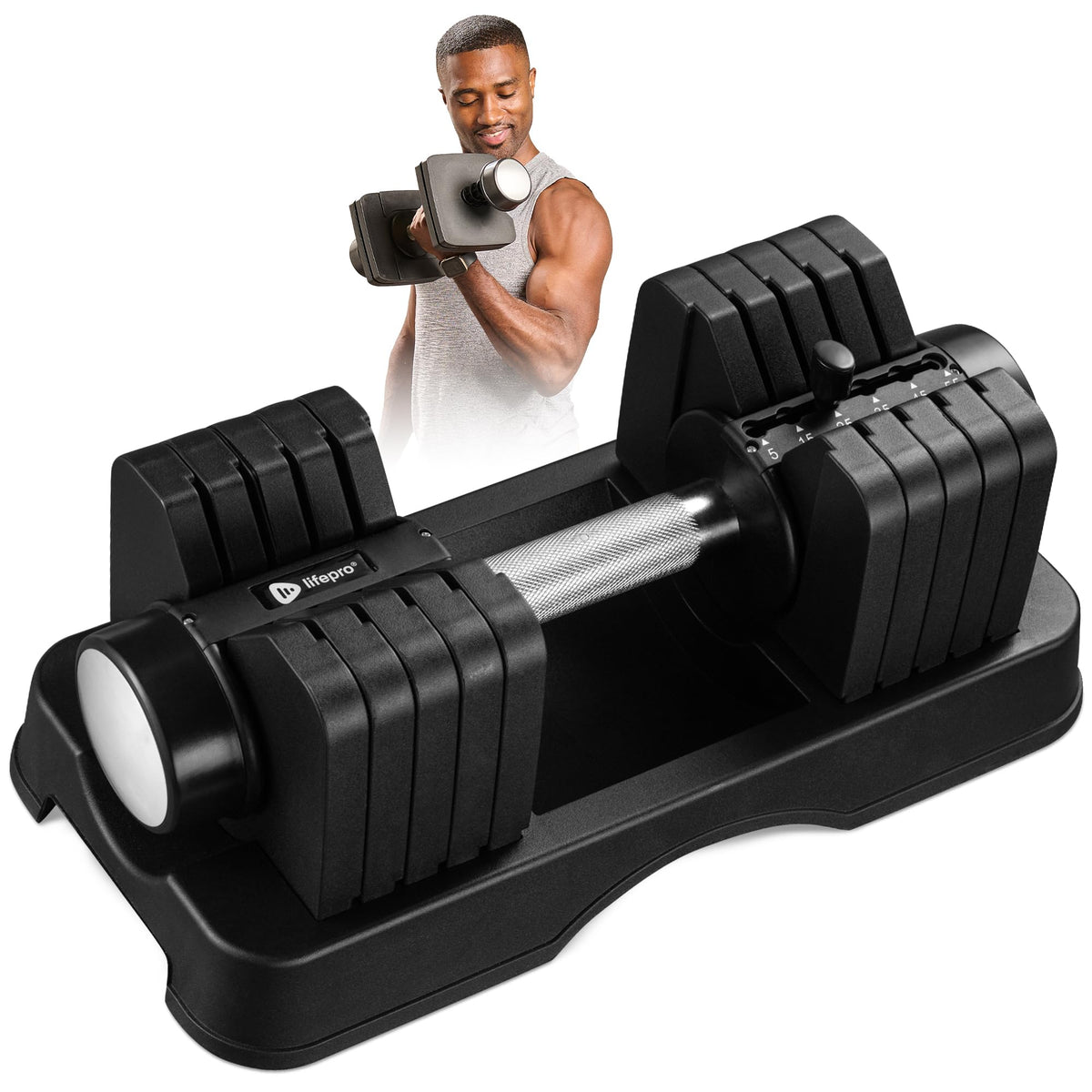 Lifepro Adjustable Dumbbells & Weights for Home Gym, Quick-Adjust