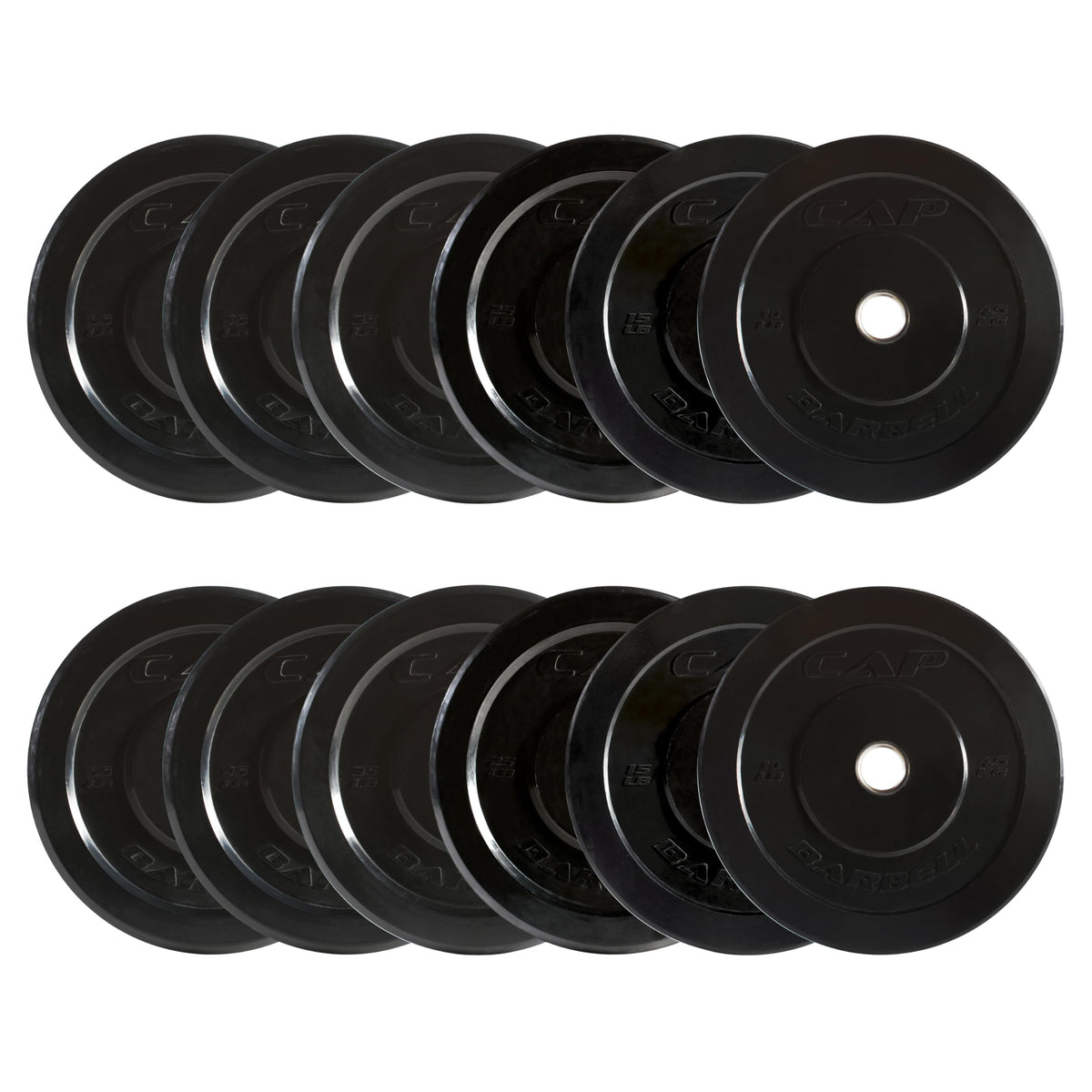 CAP Olympic Bumper Plate Weight Set 100–370 lb