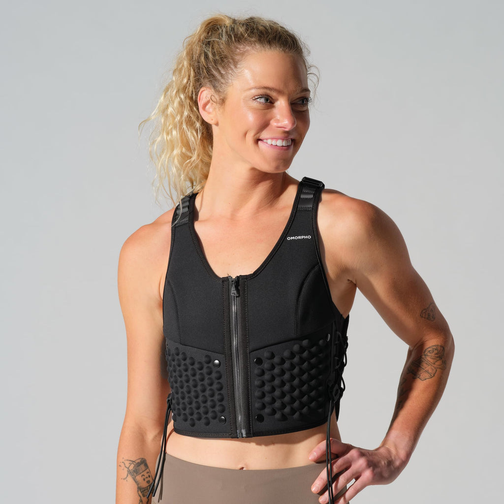 OMORPHO Women’s G-Vest Icon, 6 lb (up to 12 lb with optional G-Pack, sold separately), low-profile, fully adjustable comfort fit for hiking, walking, running, and training.