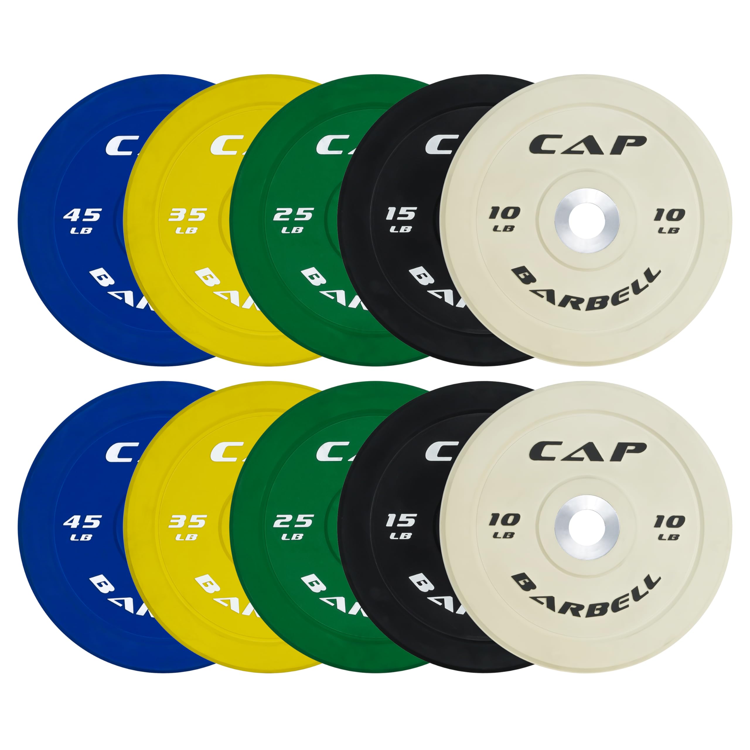 CAP Olympic Bumper Plate Weight Set 100–370 lb
