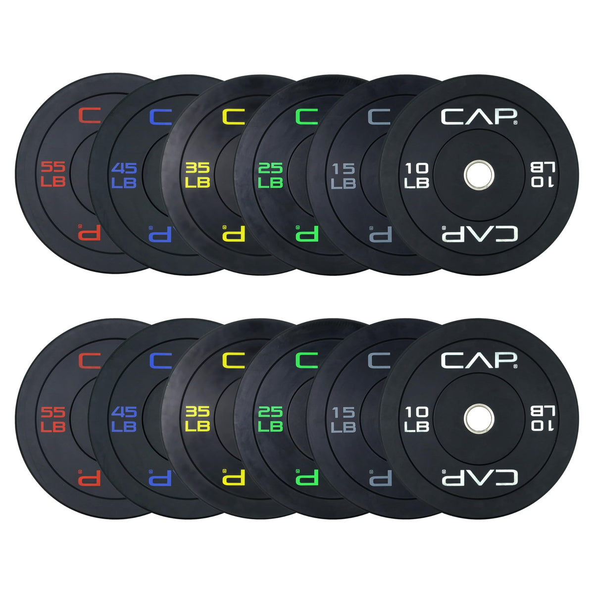 CAP Olympic Bumper Plate Weight Set 100–370 lb