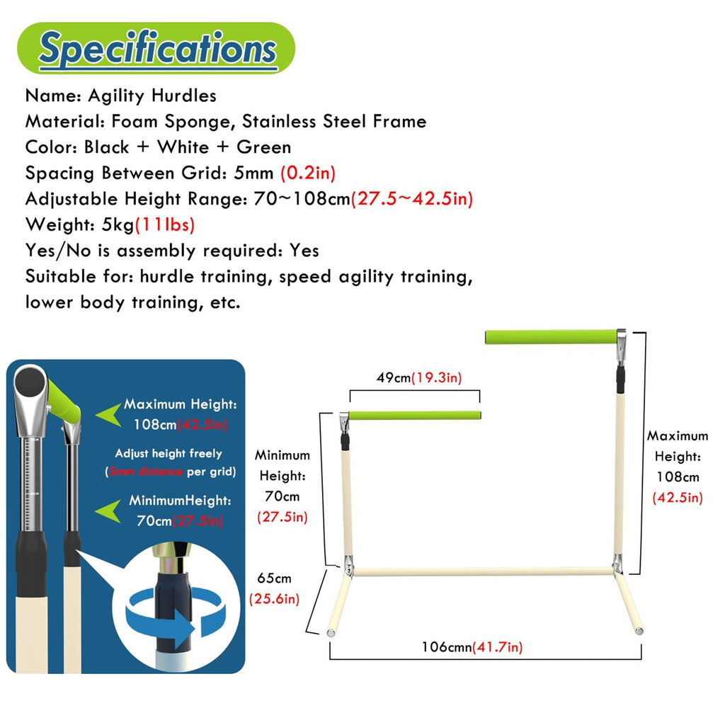2.3 To 3.5 Ft Tall Adjustable Hurdles for Adults, Junior & Senior Athletes Practice Hurdle for Track And Field, Set of 1/3/10/20 Speed Agility Training Hurdles Detachable, 360 Degrees Rotatable Sponge